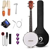 Los mejores  - Vangoa Mini Banjo 5 Cuerdas Espalda Sólida Cerrada 26 Pulgadas Banjo Tenor con Kits per Principianti